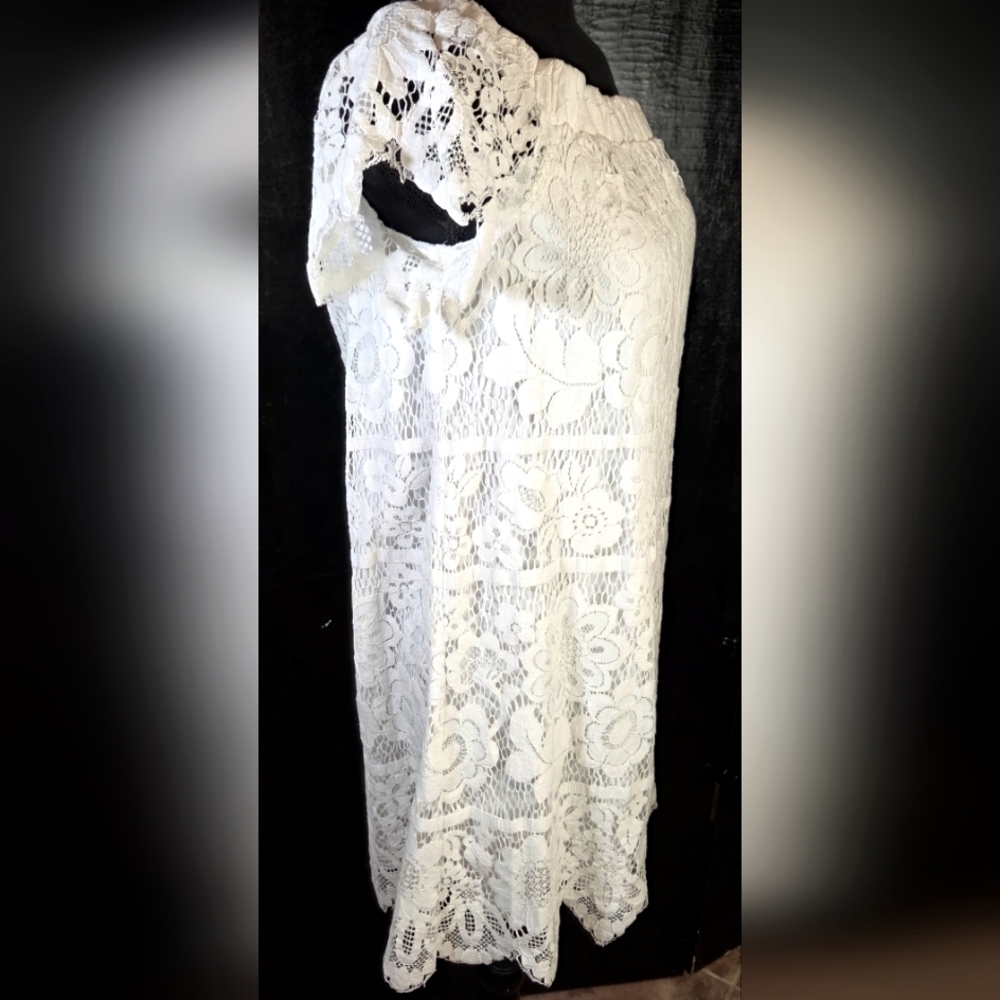 Skies Are Blue White Off The Shoulder Floral Lace Mini Dress S M Party - Picture 6 of 15